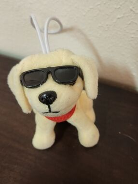 Raising Canes Mascot Plush Dog Toy with Sunglasses - Keychai
